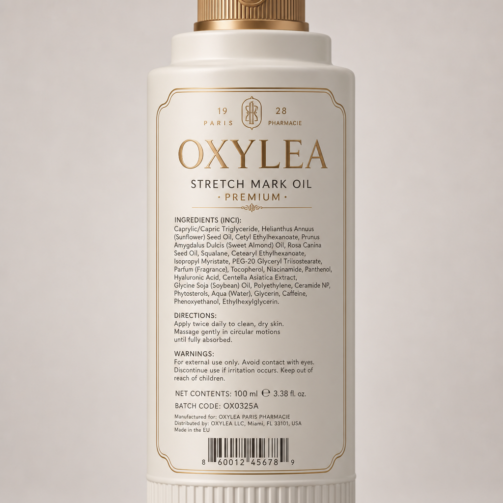 Stretch Mark Oil - Label detail view