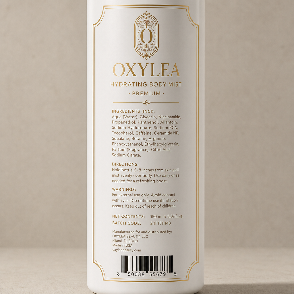 Hydrating Body Mist - Label detail view