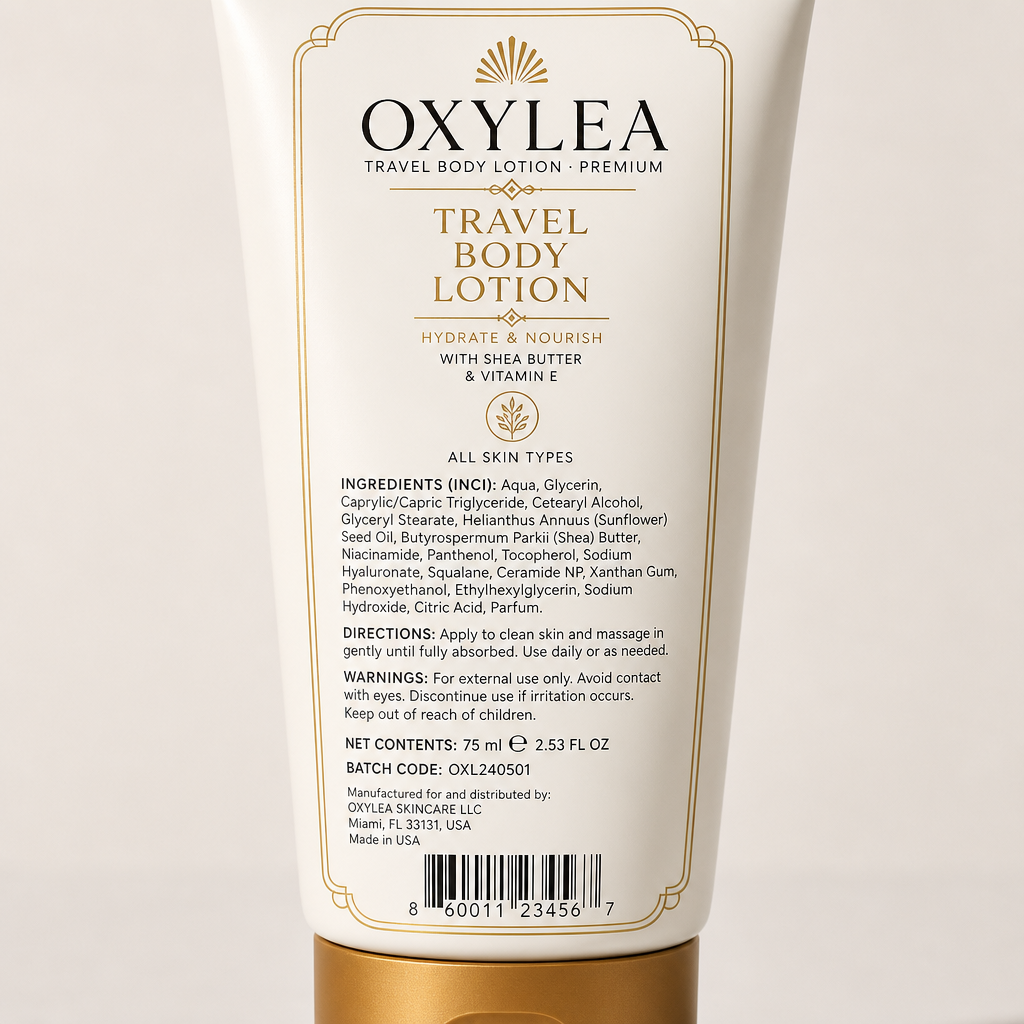 Travel Body Lotion - Label detail view