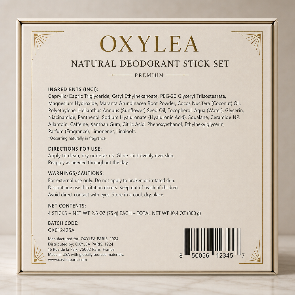 Natural Deodorant Stick Set - Label detail view