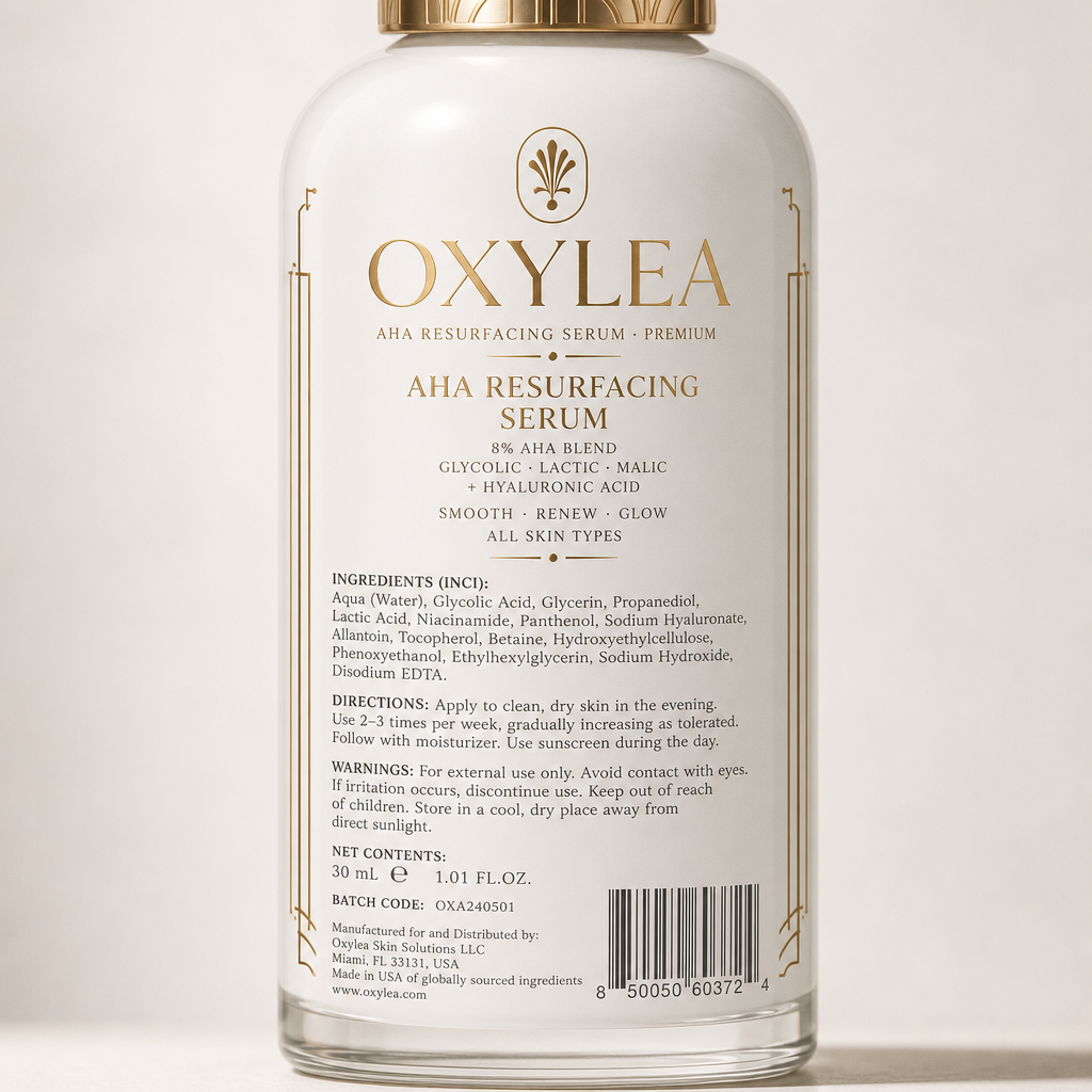 AHA Resurfacing Serum - Label detail view