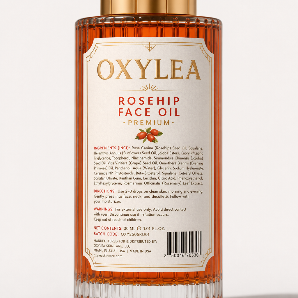 Rosehip Face Oil - Label detail view